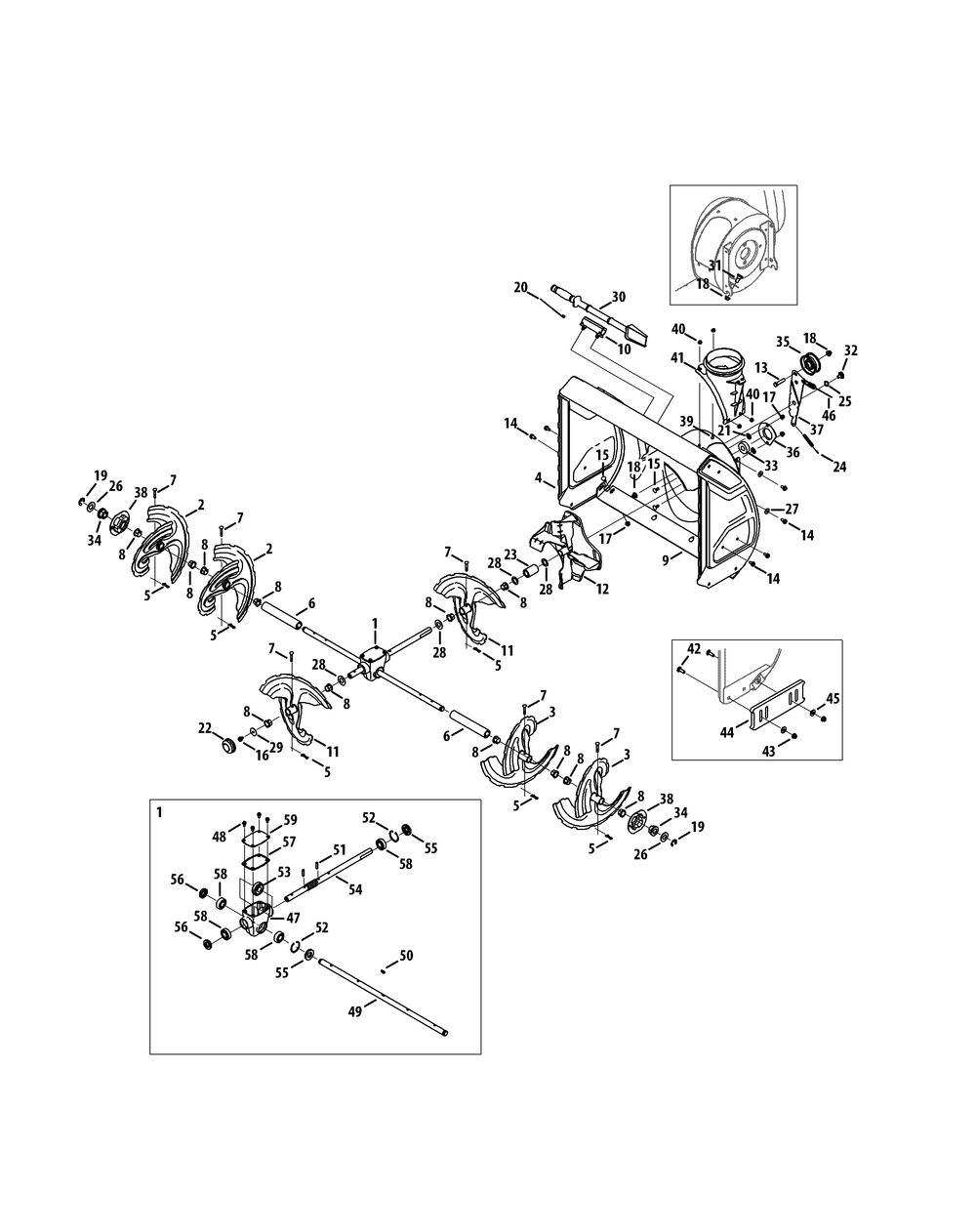 Auger And Auger Housing (30-Inch Hd) Diagram and Parts List for 3X30-INCHHD31AH57SZ (31AH57SZ710)(2013) Cub Cadet Snow Blower